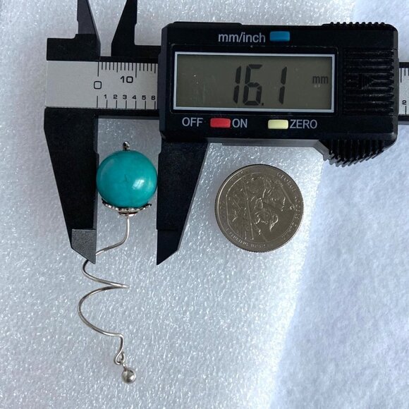 Sterling Silver 925 2.5" Long Spiral Large Faux Turquoise Ball Dangle Earrings - Picture 14 of 16